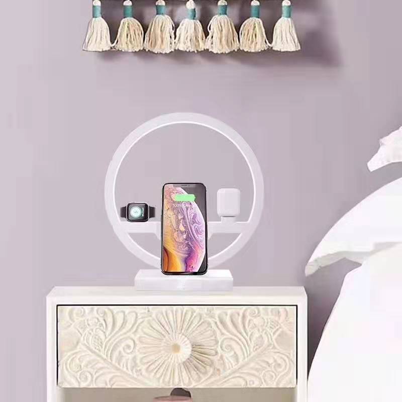 Fast Charging 4 in 1 Bedside Lamp Wireless Charger Bracket Electronics DealSniper.net