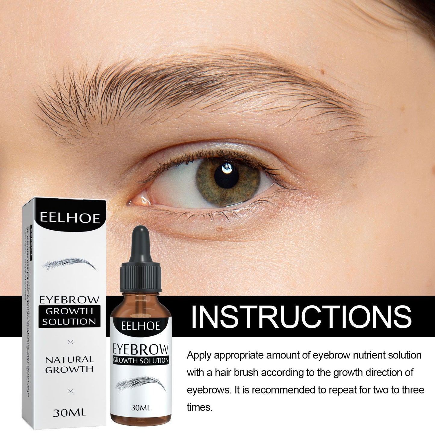EELHOE Eyebrow Liquid Black Dense Natural Essential Oil Beauty DealSniper.net