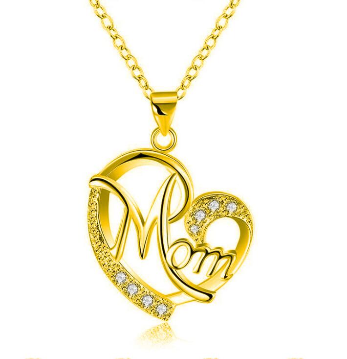 Women\'s Necklaces Mom Color Separation Heart-shaped Diamonds Gifts Holidays dealsniper-net Whole yellow