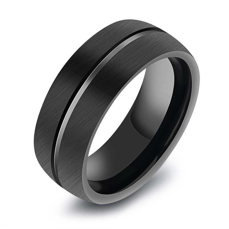 Black titanium steel ring Jewelry DealSniper.net