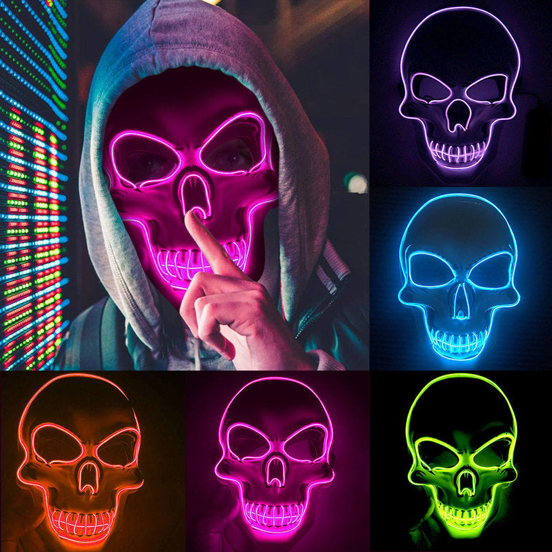 Halloween Skeleton Mask LED Glow Scary Mask Holidays DealSniper.net