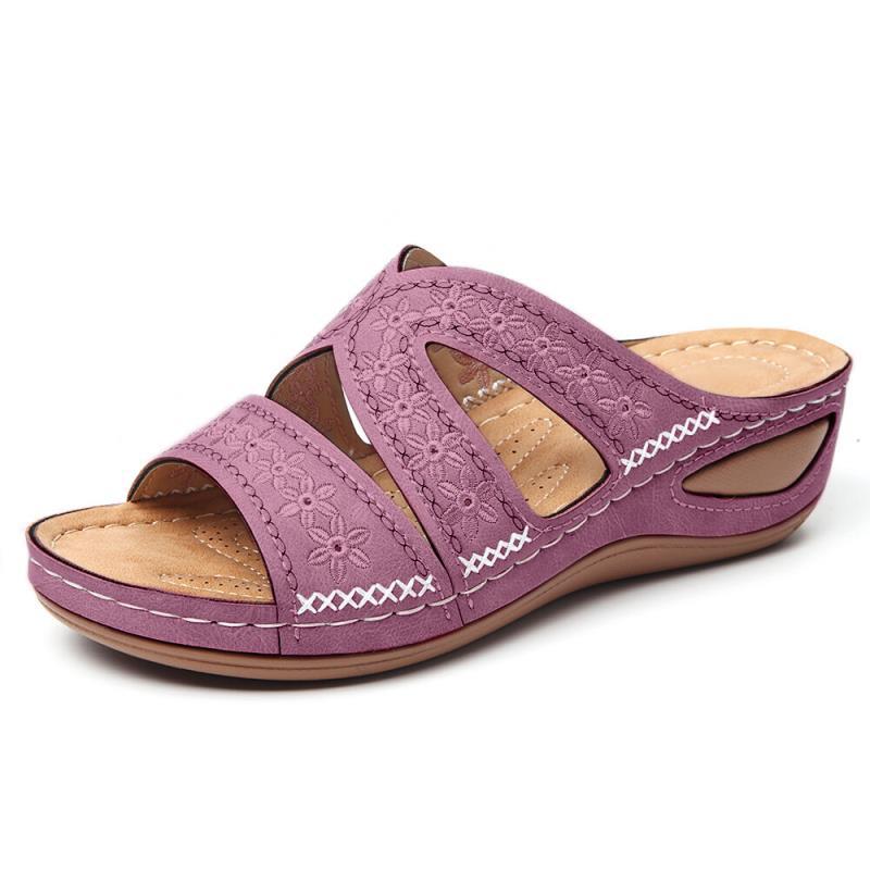 Retro embroidery womens outer slippers Women DealSniper.net Pink 35