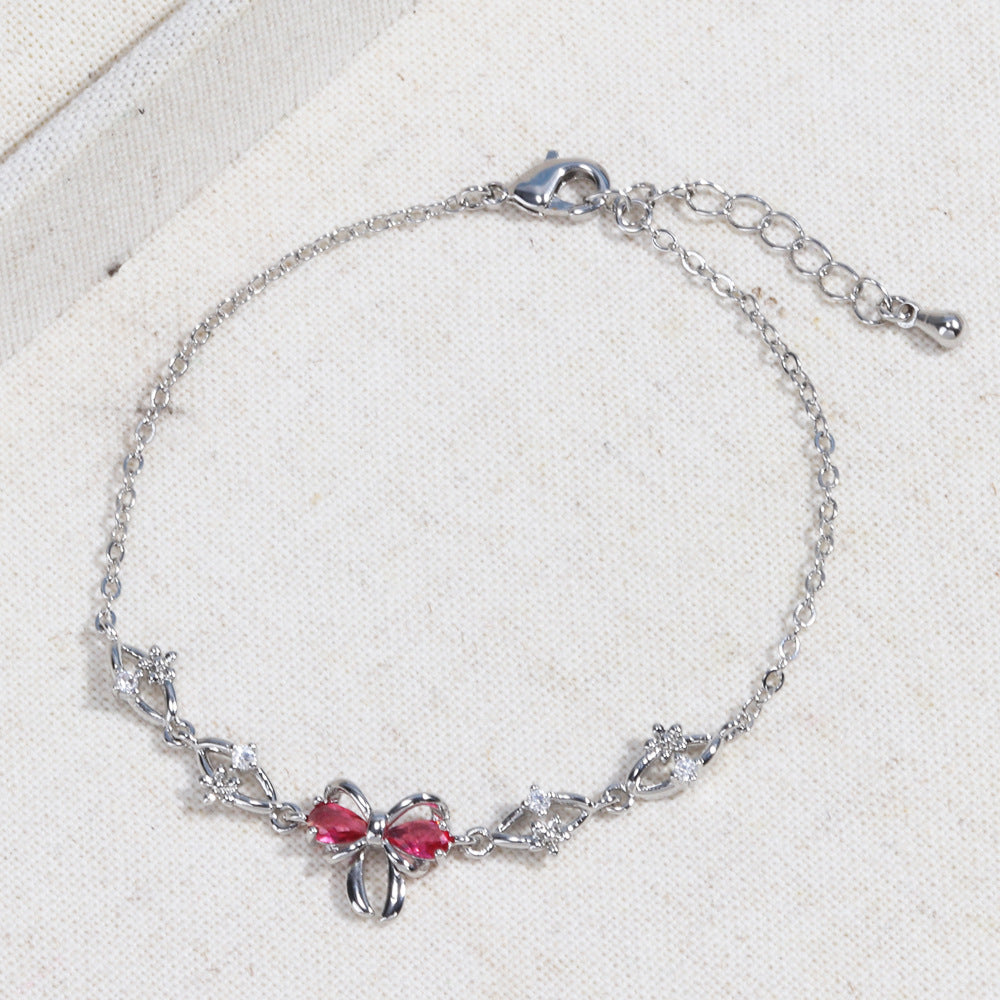 Sweet Bow Heart Rhinestone Bracelet Y2K Ins Fashion Jewelry DealSniper.net Style 5 White Gold Color