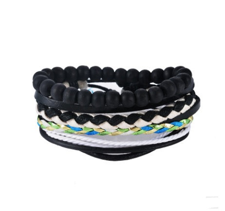 Leather Bracelet Men Multilayer Bead Bracelet Punk Wrap Jewelry DealSniper.net 6