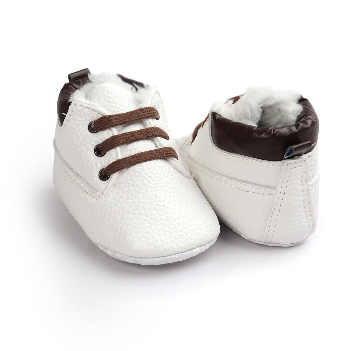Winter Baby Boys Shoes Suede Leather Sneaker Toddler Baby Shoes Anti-Slip Soft Soled Lace up Snow Boots Warm Baby Boot Kids DealSniper.net White 11cm