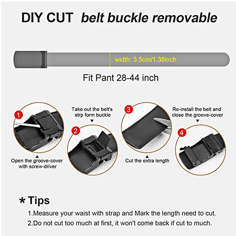 Microfiber Leather Ratchet Belt Adjustable Automatic Buckle Black Belts For Men Men DealSniper.net