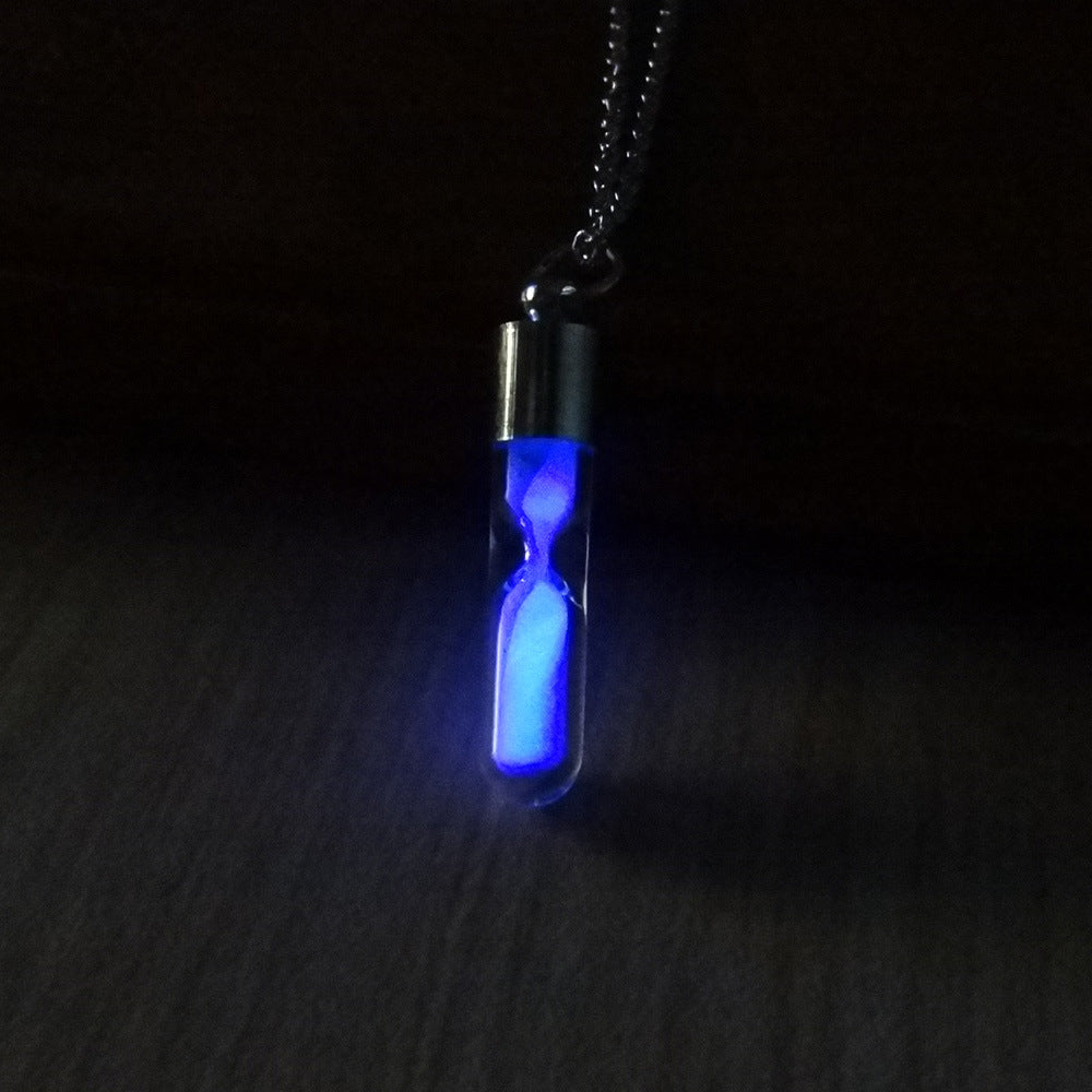 Fashion Time Hourglass Crystal Drift Bottle Pendant Noctilucent Necklace Jewelry DealSniper.net Purple