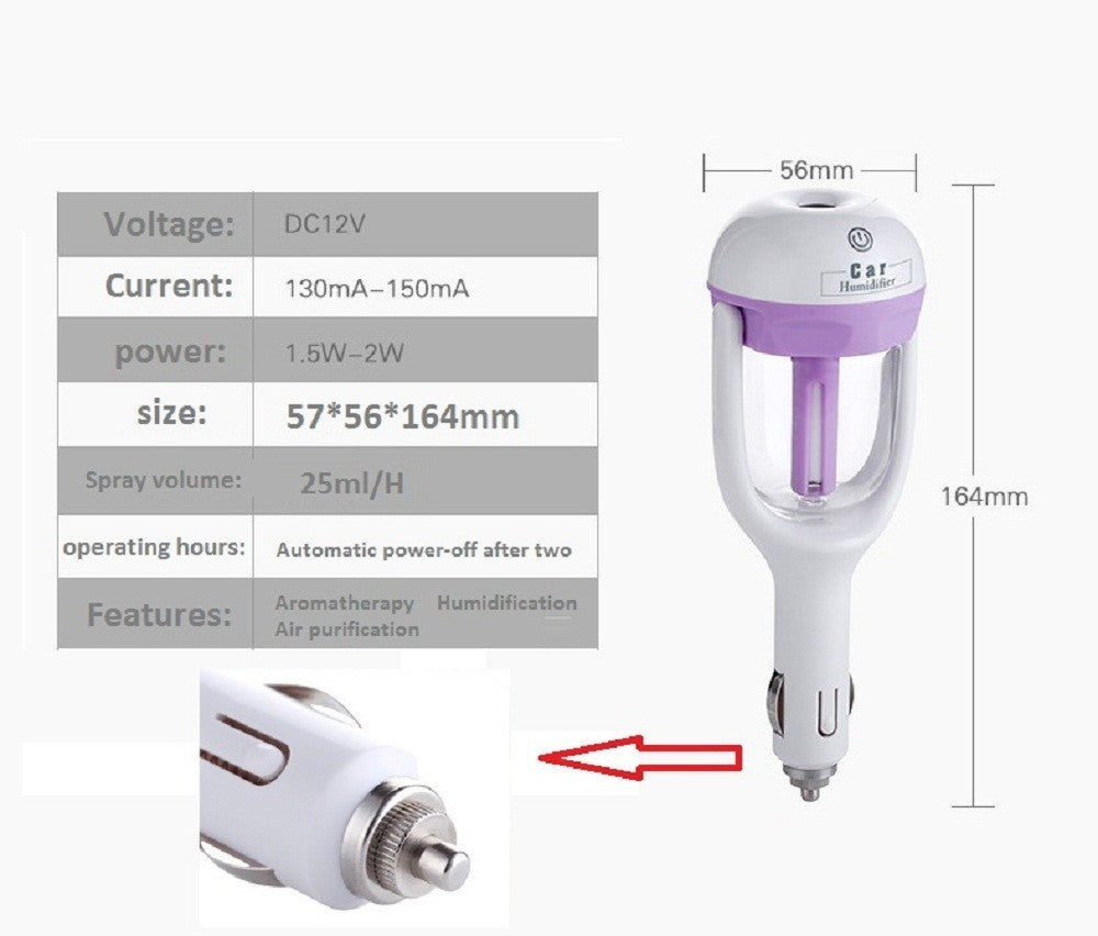 Mini 12V Car Steam Humidifier Air Purifier Aroma Diffuser Vehicle DealSniper.net