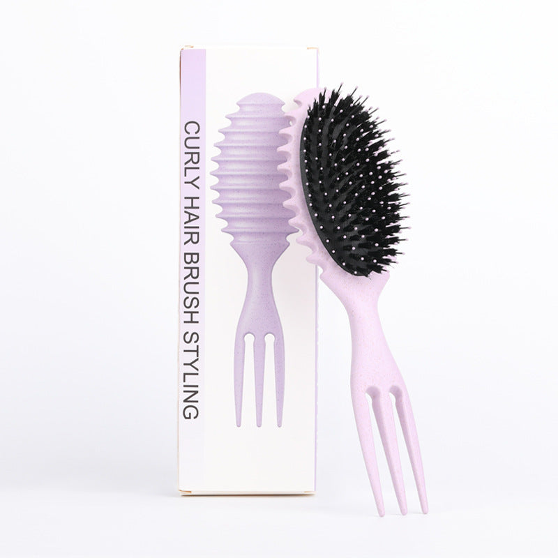 Curl Defining Bounce Hair Brush Barbershop Boar Bristle Comb Beauty DealSniper.net Purple