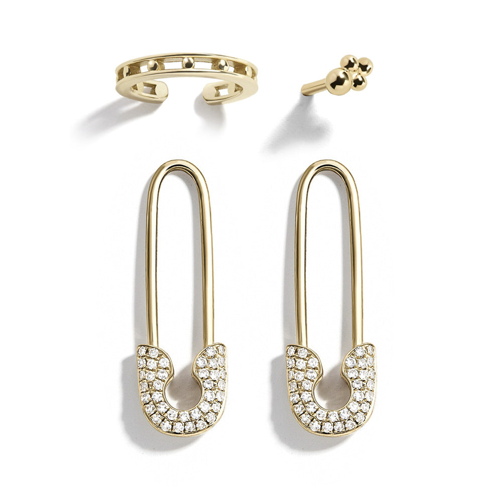 Alloy pin rhinestone stud earrings Jewelry DealSniper.net White