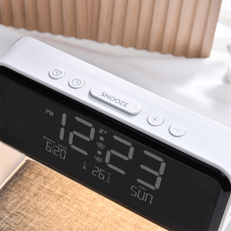 Creative 3 In 1 Bedside Lamp Wireless Charging LCD Screen Alarm Clock Gadgets DealSniper.net