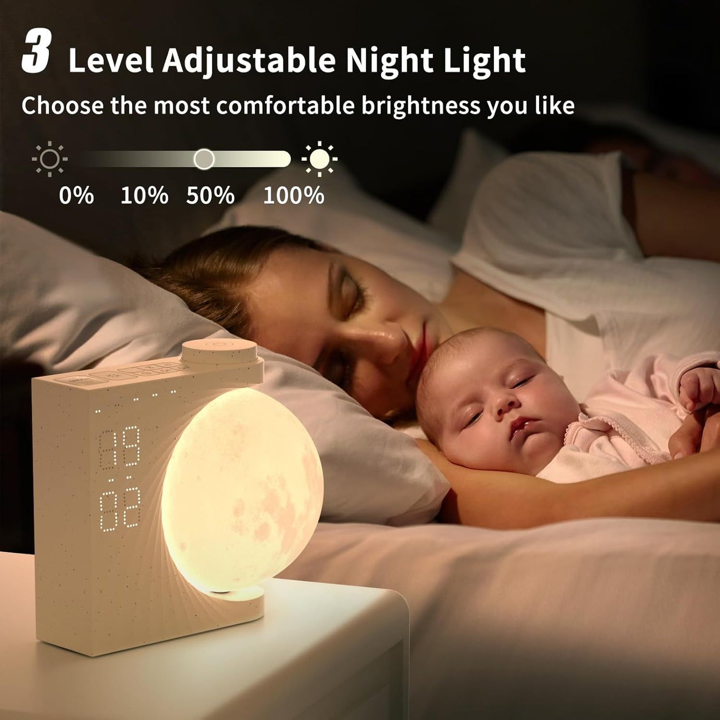 Colorful Atmosphere Moon Light Clock Wake Up Light Breathing Light Home Decor Gym From House