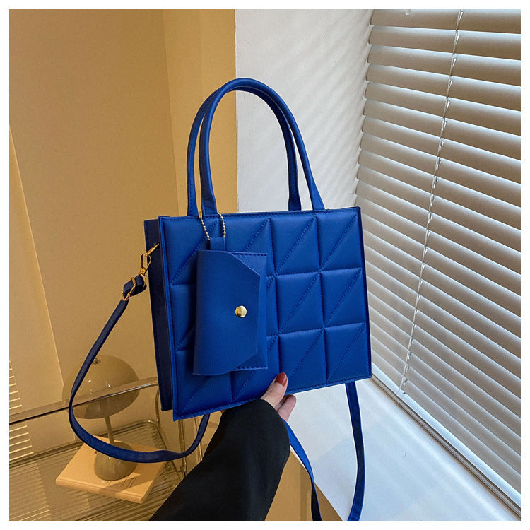 Fashion Plaid Shoulder With Small Wallet Simple Elegant Women DealSniper.net Blue