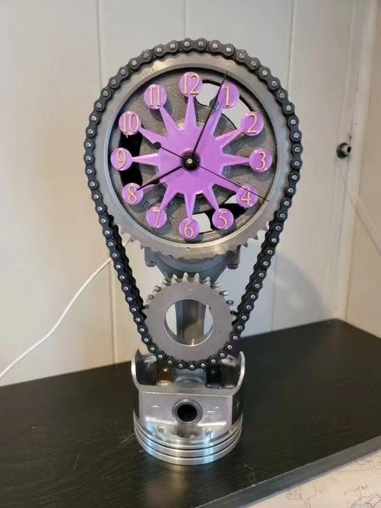 New Creative Chain Gear Decoration Retro Clock Crafts Home dealsniper-net Purple Resin