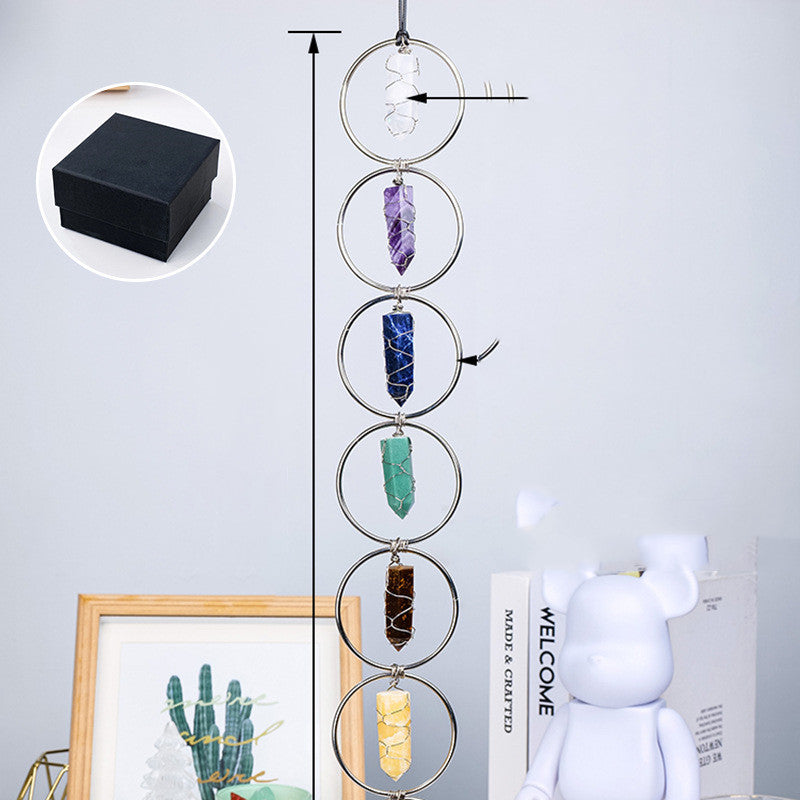 Home Fashion Crystal Original Stone Wind Chime Pendant Home DealSniper.net Single Pointed Column Silver