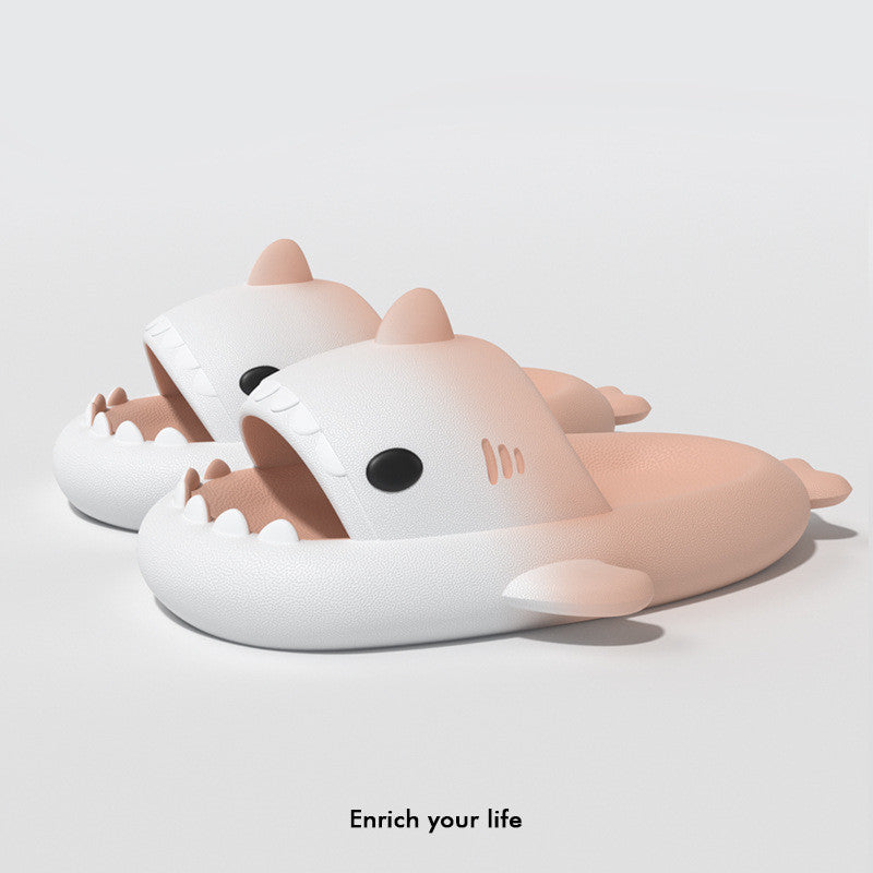 Gradient Shark Slippers Men's Home Bathroom Non-slip Men DealSniper.net White powder 36to37