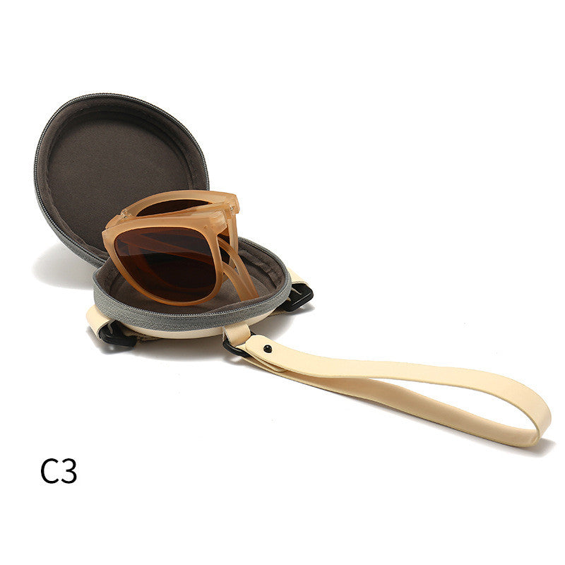 Trendy Foldable Sunglasses For Women TR Polarized Folding Sun Glasses Deals DealSniper.net Tea With case Polarized light