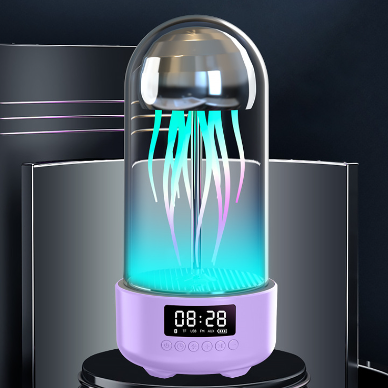 Creative 3 in1 Colorful Jellyfish Lamp With Clock Electronics DealSniper.net Purple