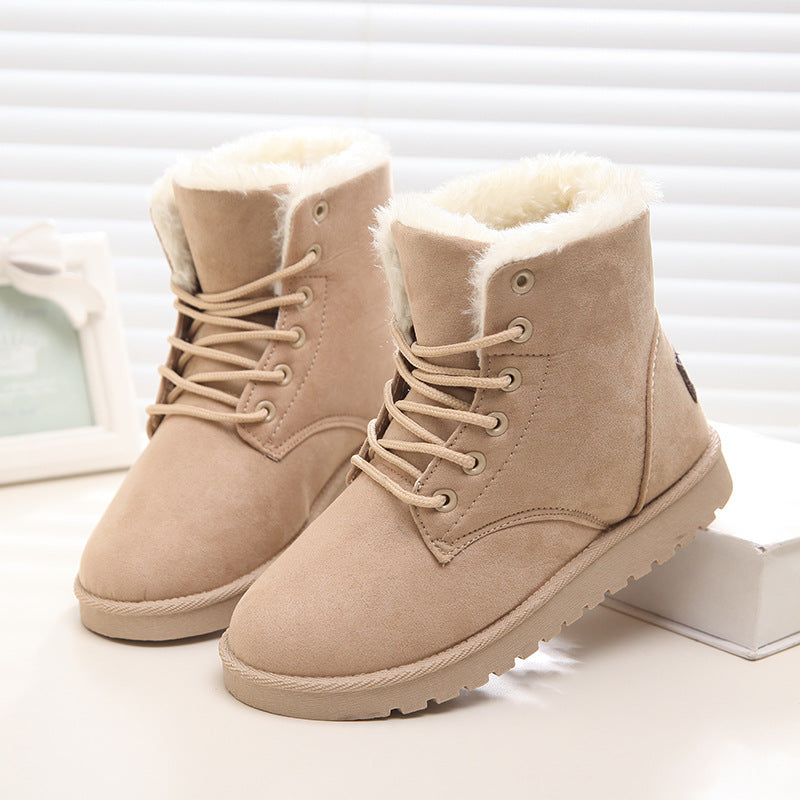 Winter Snow Boots Lace Up Platform Shoes Women Plush Suede Ankle Boots Women DealSniper.net