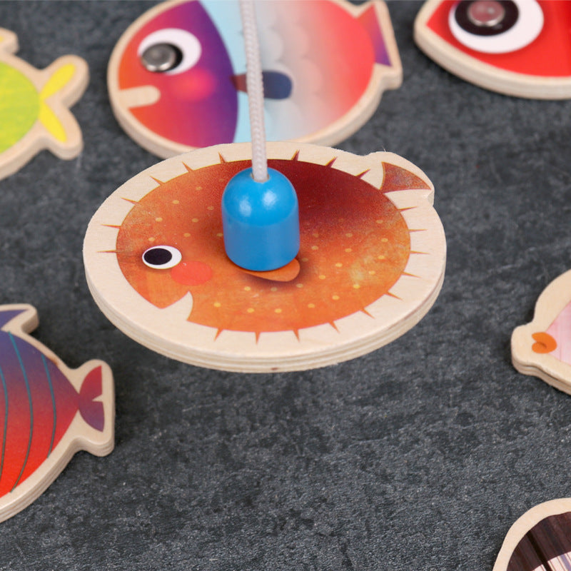 Iron Box Magnetic Fishing Wooden Building Blocks Toy Kids DealSniper.net