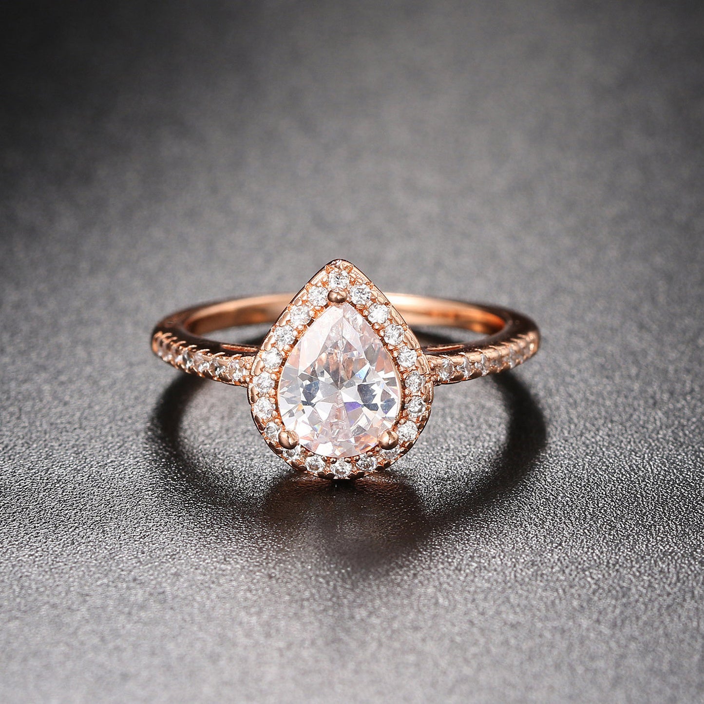 Electroplating White Gold Waterdrop Ladies Ring Jewelry DealSniper.net
