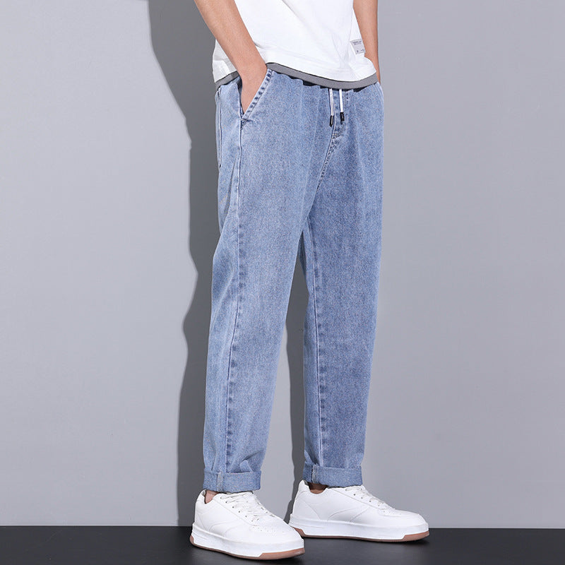 Summer Loose Wide Leg Jeans Pants Men Fashion Men DealSniper.net Resistance To 030 Light Blue 4XL