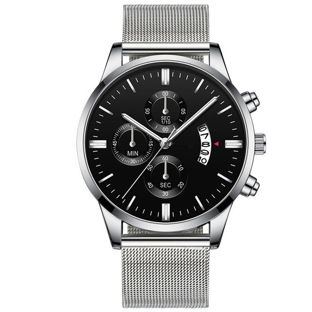 Mens Business Luxury Watches For Men Mesh Band Quartz Watch Jewelry Gym From House silver black