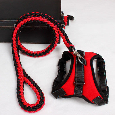 New Nylon Medium Large Dog Harness Collar K9 Padded Extra Reflective Collar Puppy Lead Pets Vest Dog Vest Husky Dogs Supply Pets dealsniper-net Red L