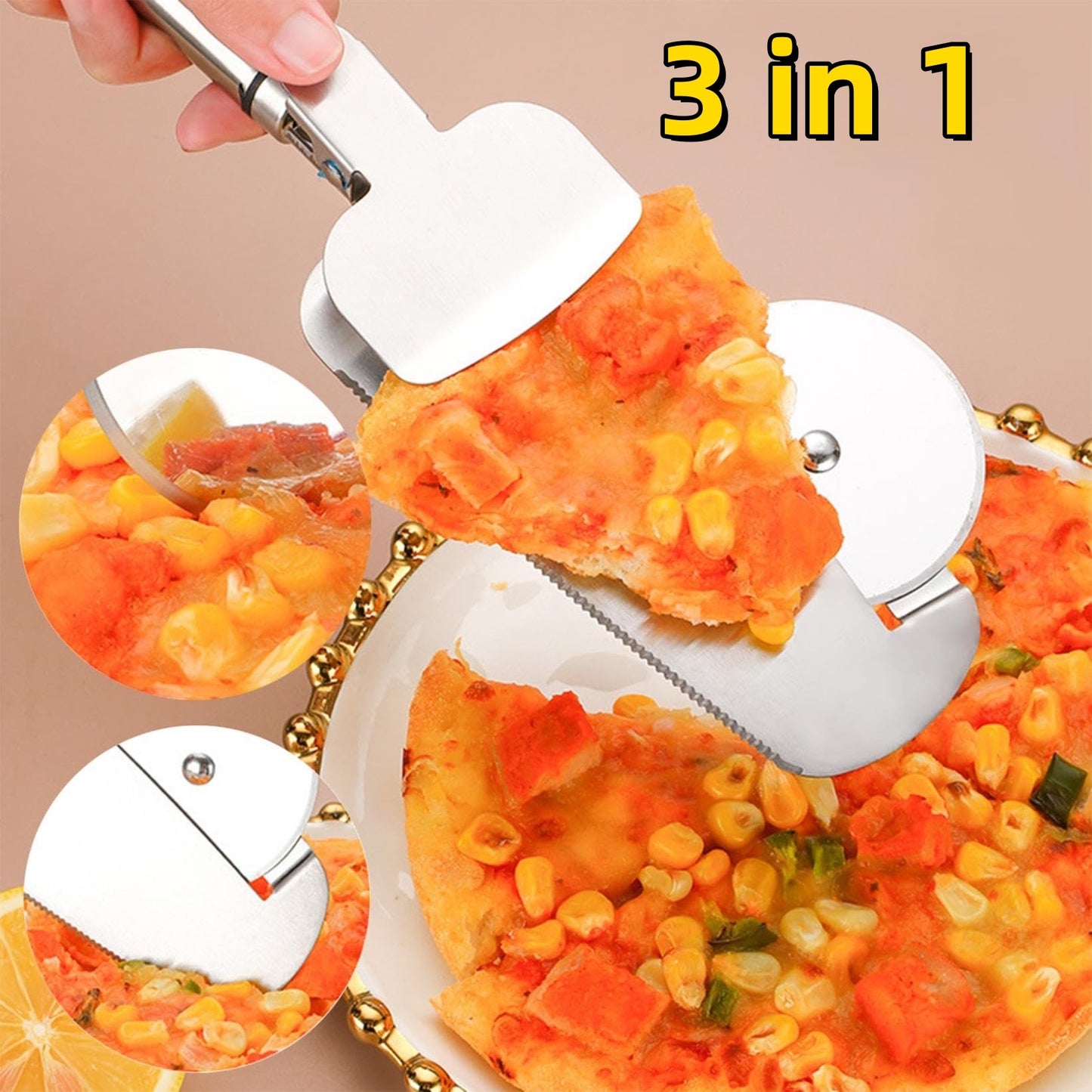 3-in-1 Pizza Cutter With Hanging Holes Labor-Saving Durable Kitchen DealSniper.net