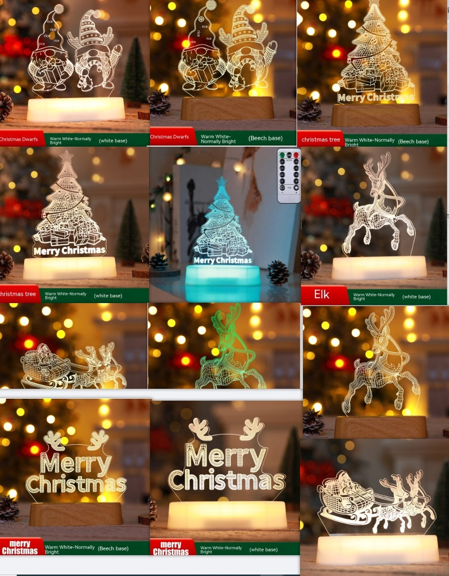 Christmas Decoration 3D Lamp Acrylic LED Night Lights Ornaments Holidays dealsniper-net Set Set