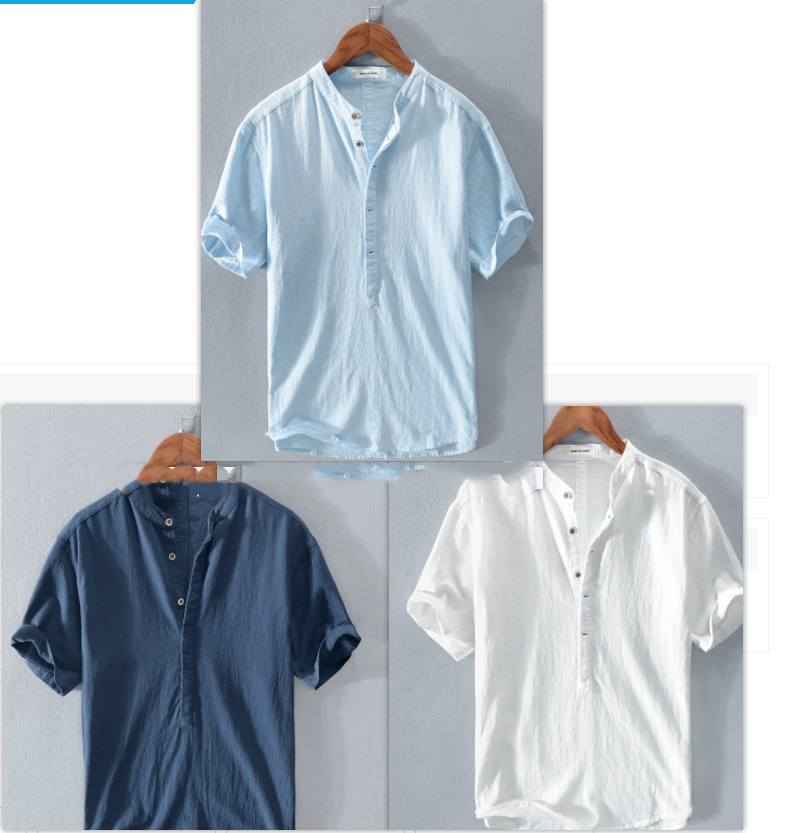 Men's Stand Collar Japanese Ice Silk Linen Short Sleeve T-shirt Men DealSniper.net Threepiece 2XL