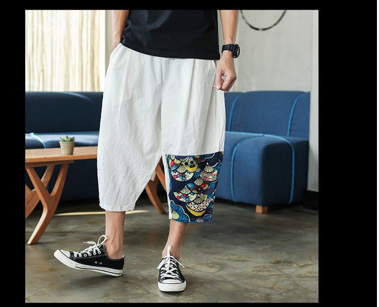 Sinicism Shop Mens Cotton Linen Harem Pants Male Men DealSniper.net white 2XL