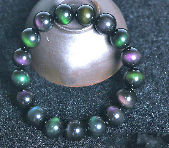 Rainbow Purple Green Eye Obsidian Bracelet Jewelry DealSniper.net