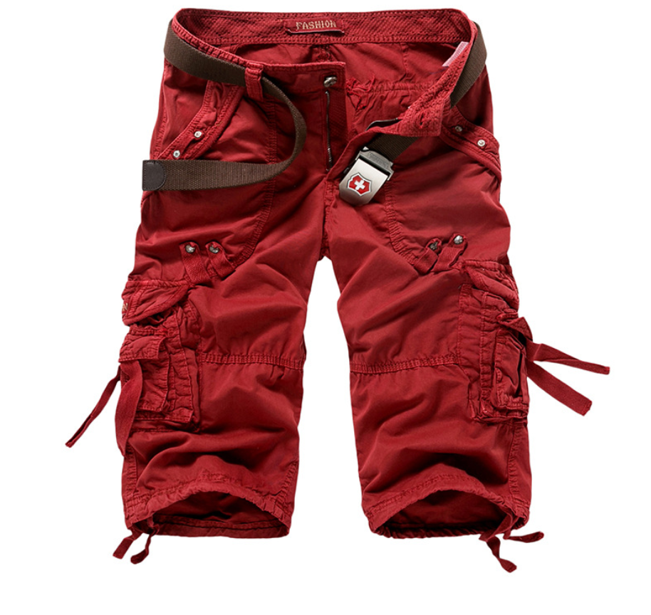 Workwear Shorts Multi-pocket Pants Men DealSniper.net Wine red 29