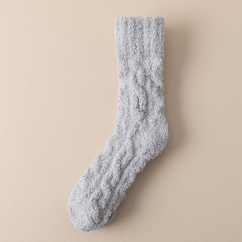 Winter Warm Fuzzy Coral Fleece Socks Women Men Men DealSniper.net Light Grey One Size