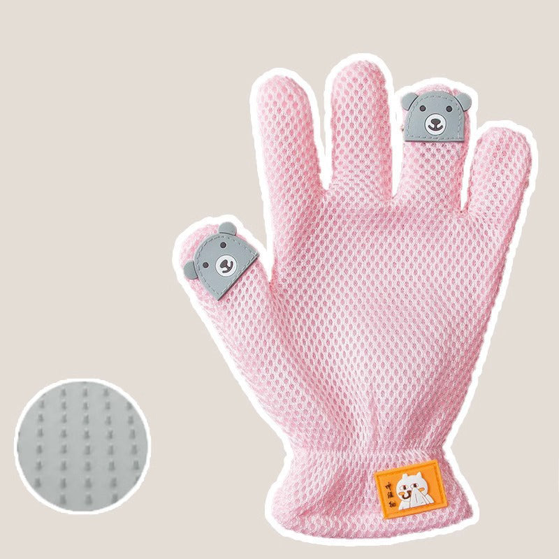 Pet Glove Cat Grooming Glove Cat Hair Deshedding Brush Gloves Cat Floating Hair Pet Hair Removal Brush Dog Bathing Massage Comb Silicone Hair Removal Gloves Pets DealSniper.net Pink Right