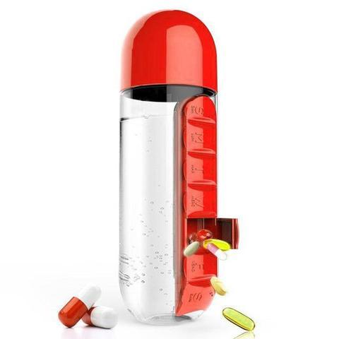 Outdoor Portable One Week Water Cup With Medicine Box Outdoor DealSniper.net Red 2pcs