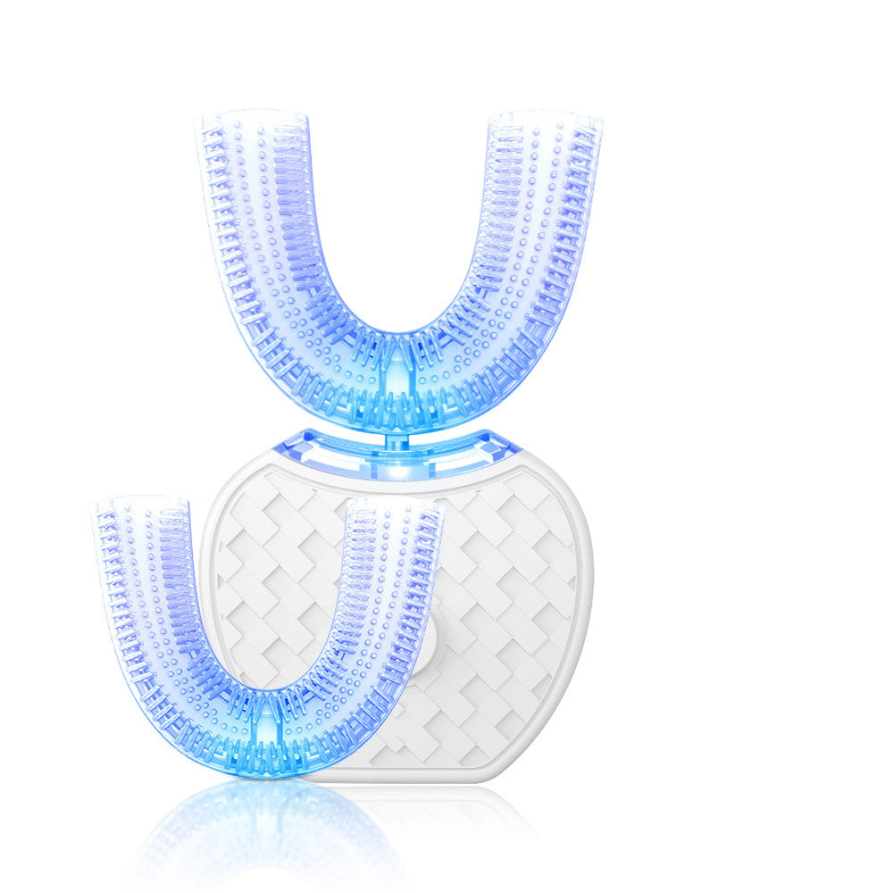 360 Degrees Intelligent Automatic Electric Toothbrush Waterproof U Type Tooth Brush Whitening Blue Light USB Charging Health DealSniper.net White head box set