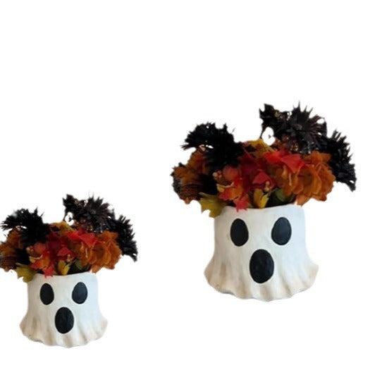 Ghost Flower Pot Resin Craft Ornament Halloween Decorations Holidays DealSniper.net