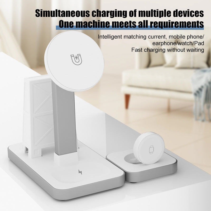 Fast Charging Vertical Wireless Charger Multi-function Magnetic Four-in-one Electronics DealSniper.net White
