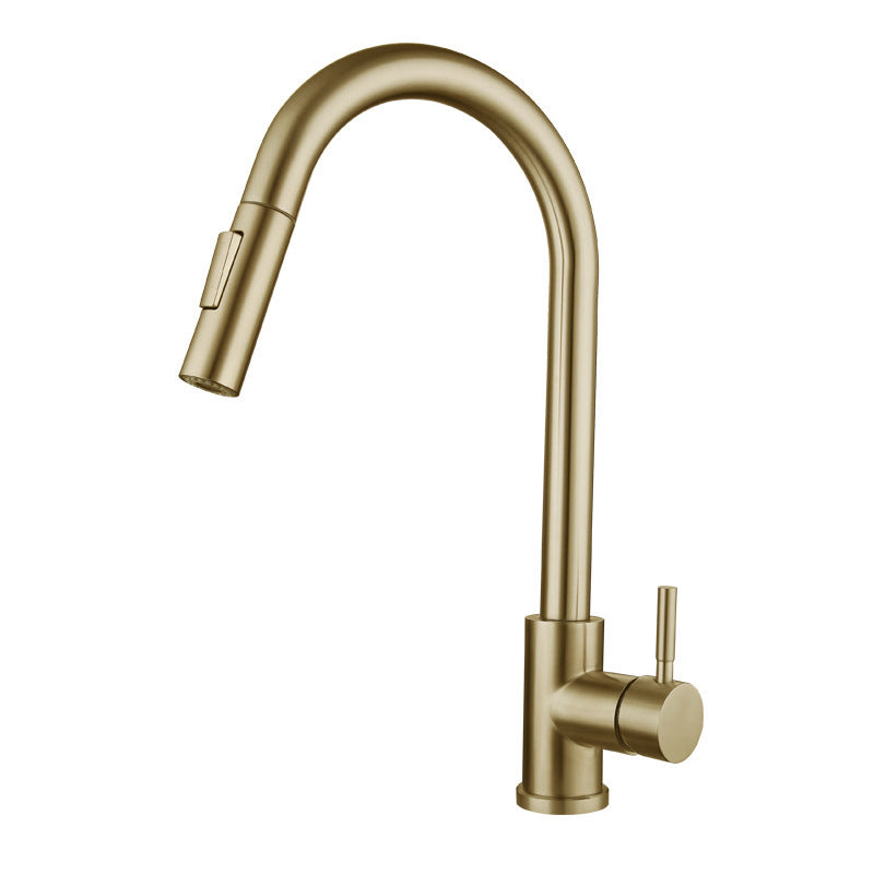 Stainless Steel Kitchen Pull-out Retractable Faucet Kitchen DealSniper.net Gold