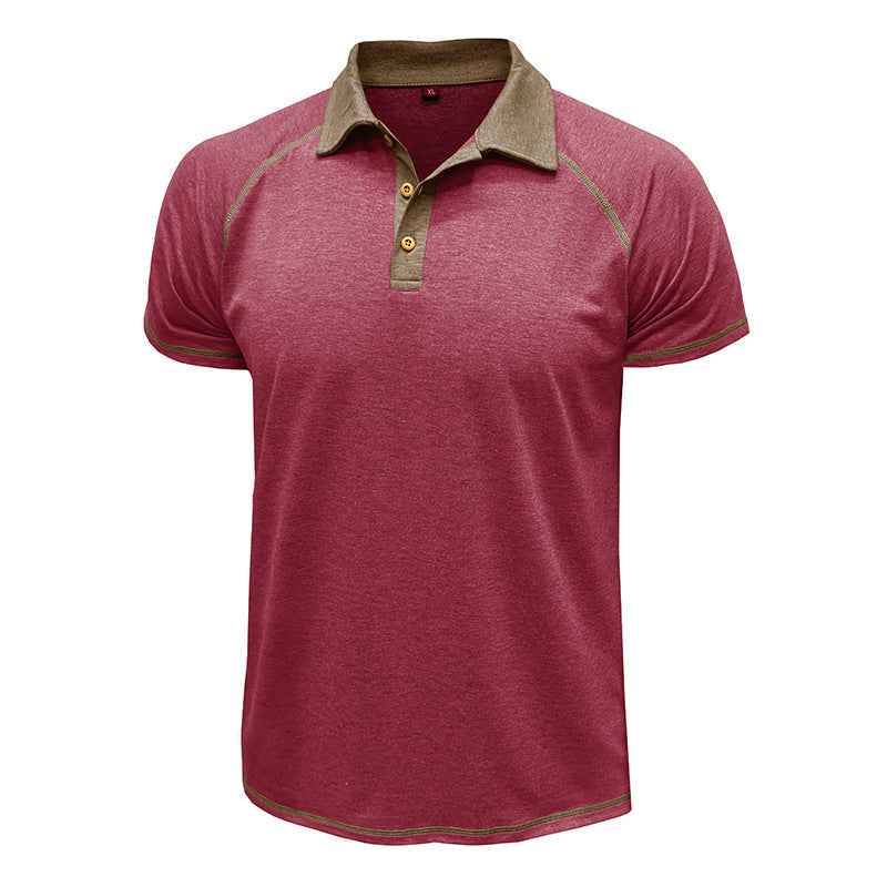 Short-sleeved Lapel T-shirt POLO Bottoming Shirt Men Clothing Men DealSniper.net Purplish Red L
