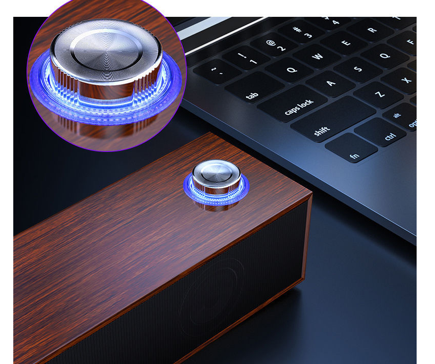 350MB Wired Desktop Wooden Strip Bluetooth Speaker Electronics DealSniper.net