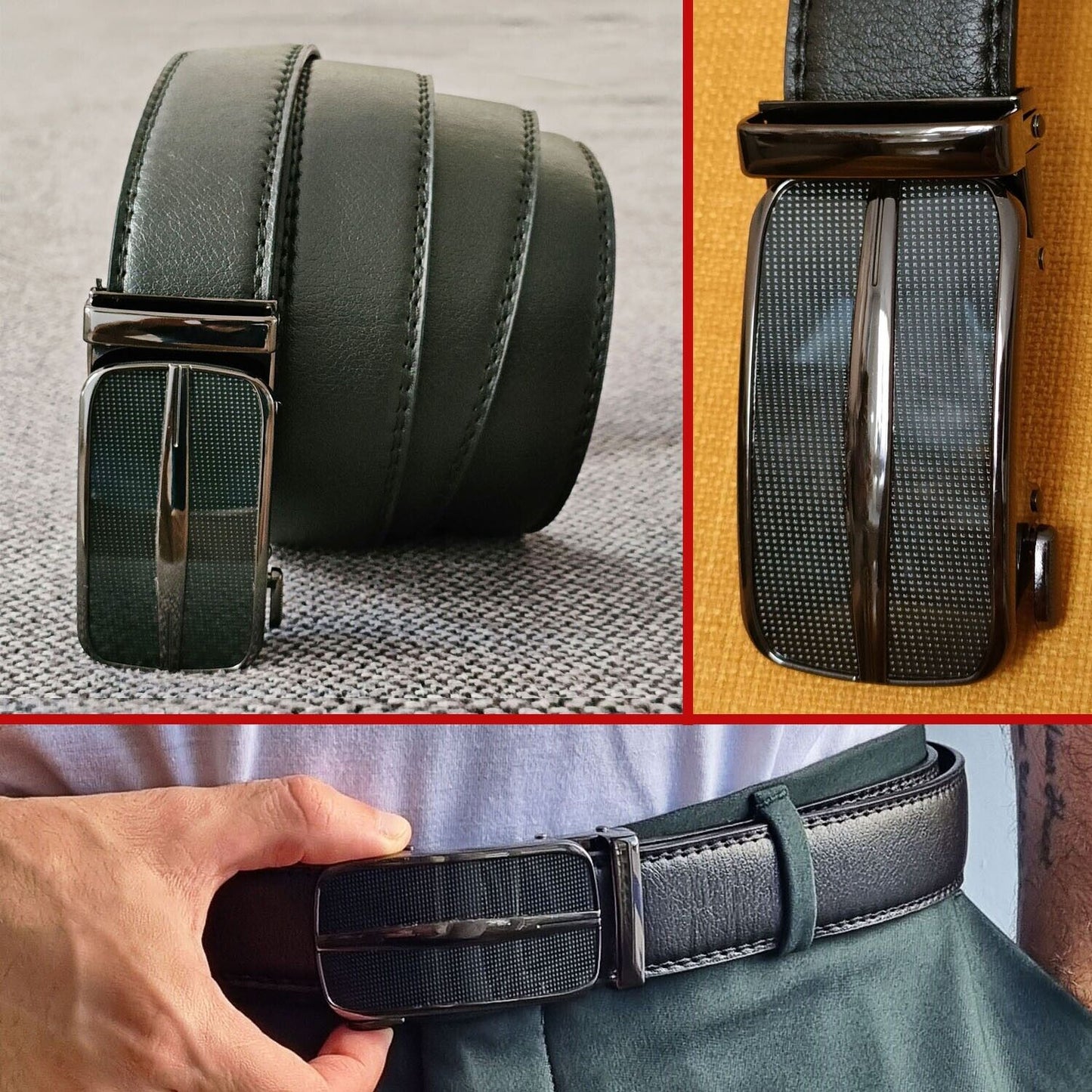 Men's Ratchet Belt Leather Mens Belt With Slide Buckle Ratchet Belts For Men USA Men DealSniper.net