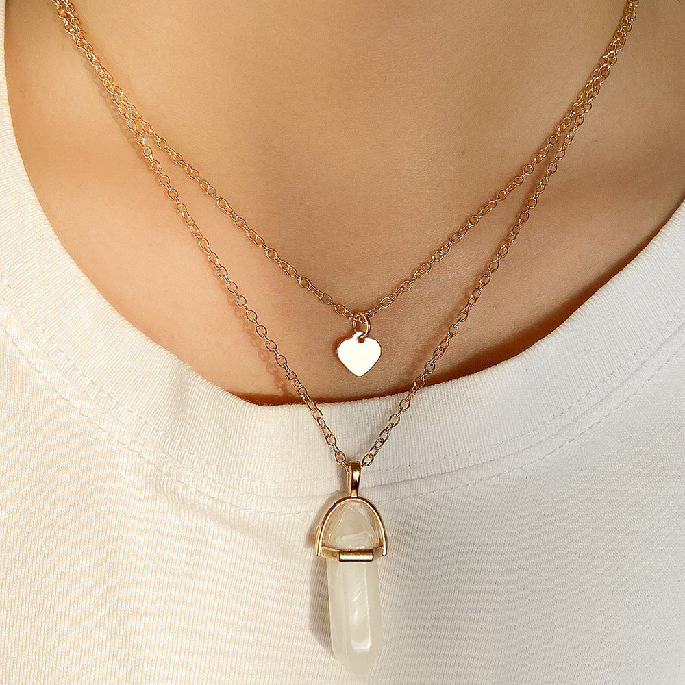 Fashion Simple Jewelry Love Hexagon Pendant Necklace Jewelry dealsniper-net White