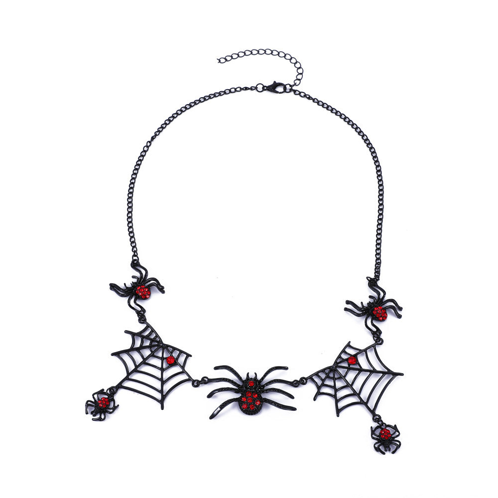 Halloween Spider And Spider Web Necklace Personality Clavicle Jewelry DealSniper.net