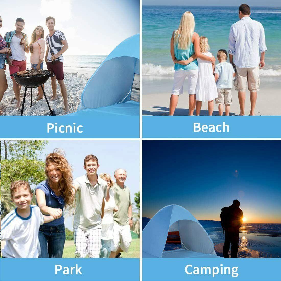 Pop Up Beach Tent For 1-3 Person Rated UPF For UV Sun Protection Waterproof Outdoor DealSniper.net