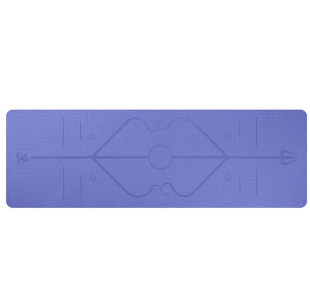 Non Slip TPE Yoga Mat Position Line Beginner Sports DealSniper.net violet