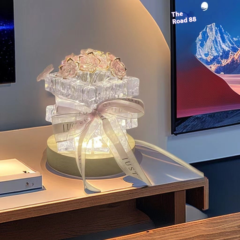 Handmade DIY Ice Cube Rose Small Night Lamp Ambience Light Holidays DealSniper.net