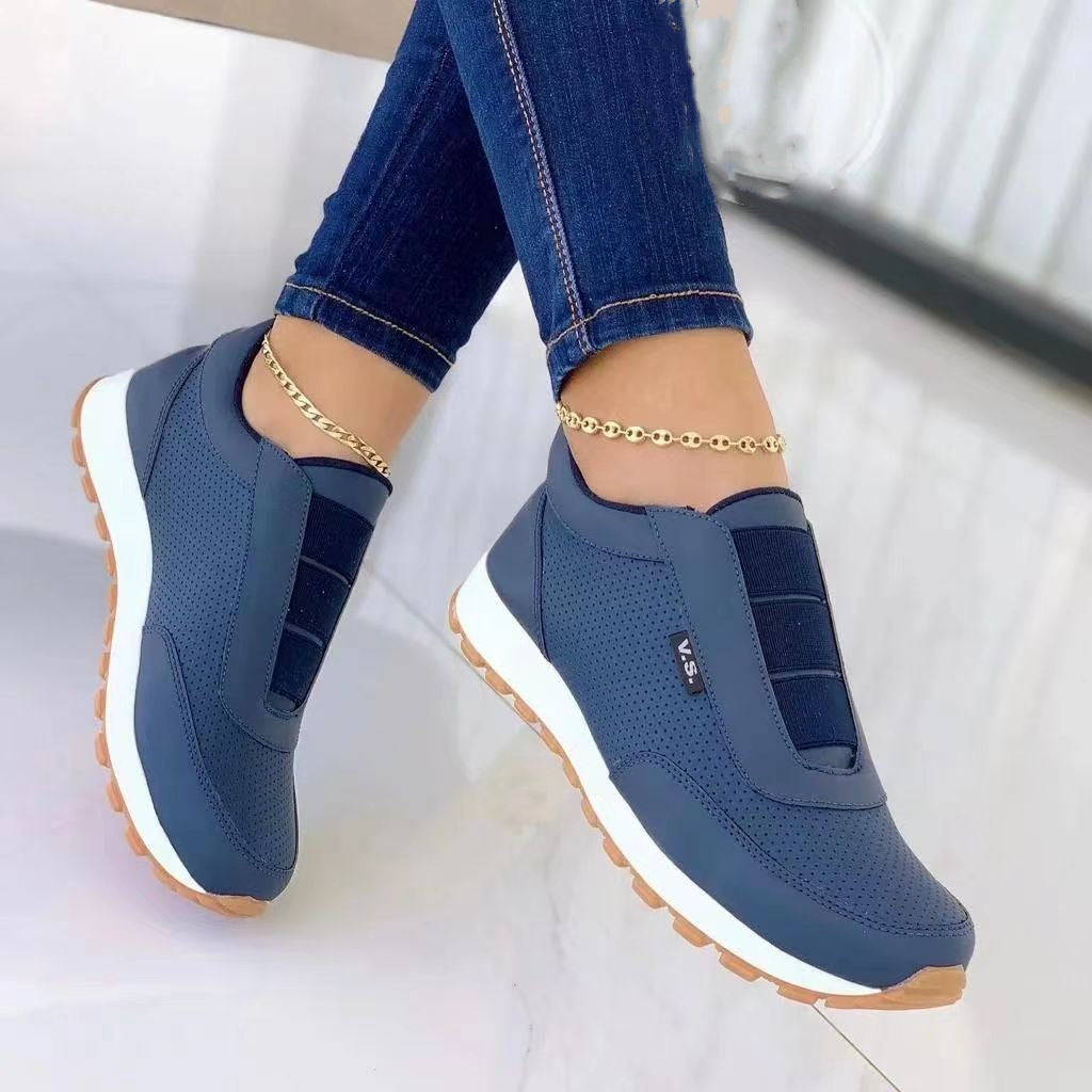 Women Flats Shoes Elastic Band Design Shoes Platform Sneakers Women DealSniper.net Blue Size36